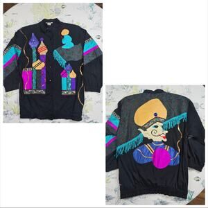 80s Rafael Oversized Wearable Art Jacket Vintage Size M